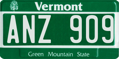 VT license plate ANZ909