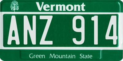 VT license plate ANZ914