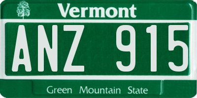 VT license plate ANZ915