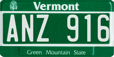 VT license plate ANZ916