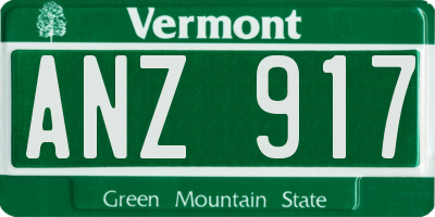 VT license plate ANZ917