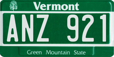 VT license plate ANZ921