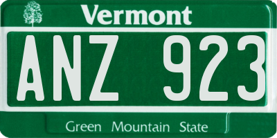 VT license plate ANZ923