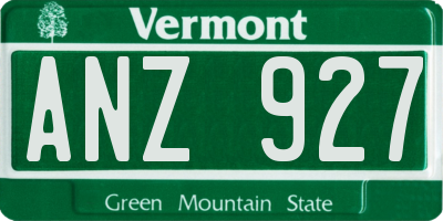 VT license plate ANZ927