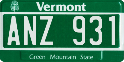 VT license plate ANZ931