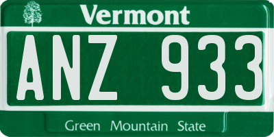 VT license plate ANZ933