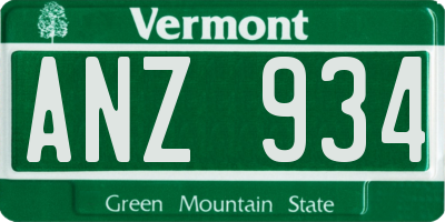 VT license plate ANZ934