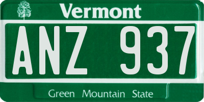VT license plate ANZ937