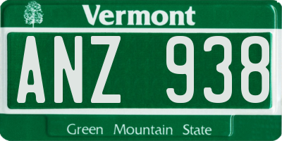 VT license plate ANZ938