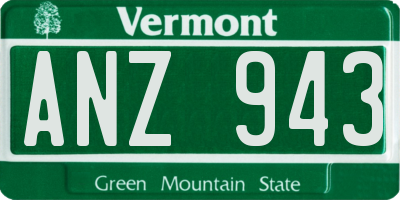 VT license plate ANZ943