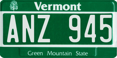 VT license plate ANZ945