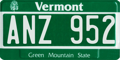 VT license plate ANZ952