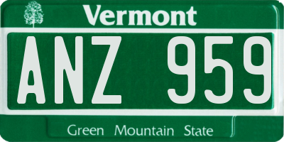 VT license plate ANZ959