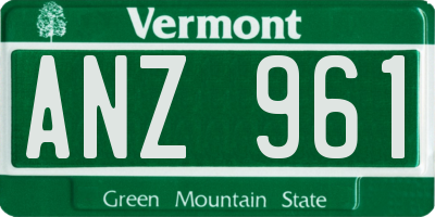 VT license plate ANZ961
