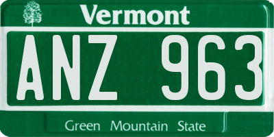 VT license plate ANZ963