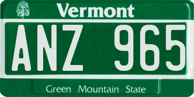 VT license plate ANZ965