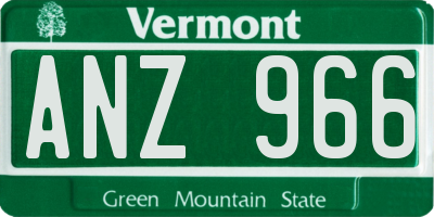 VT license plate ANZ966