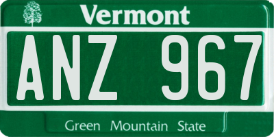 VT license plate ANZ967
