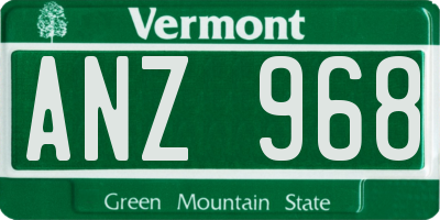 VT license plate ANZ968