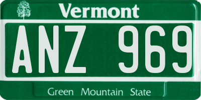 VT license plate ANZ969
