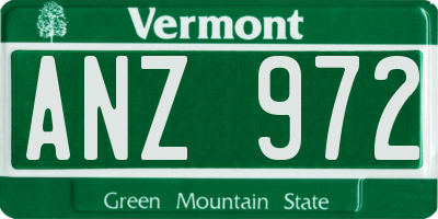 VT license plate ANZ972