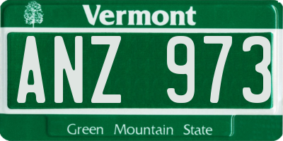 VT license plate ANZ973