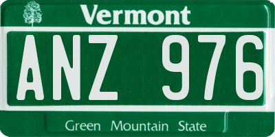 VT license plate ANZ976