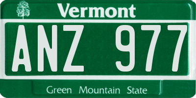 VT license plate ANZ977