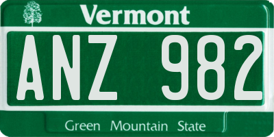VT license plate ANZ982