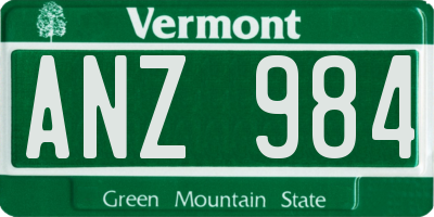 VT license plate ANZ984