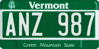VT license plate ANZ987