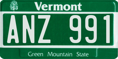 VT license plate ANZ991