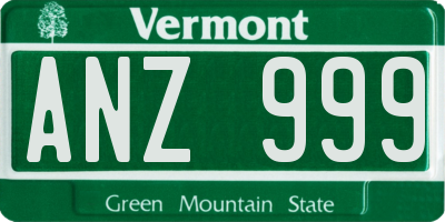 VT license plate ANZ999