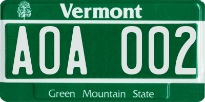 VT license plate AOA002