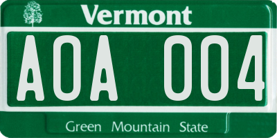 VT license plate AOA004