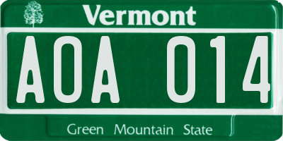 VT license plate AOA014