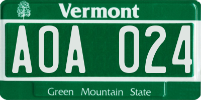 VT license plate AOA024