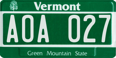 VT license plate AOA027