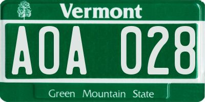 VT license plate AOA028