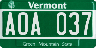VT license plate AOA037