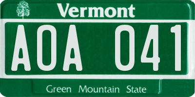 VT license plate AOA041