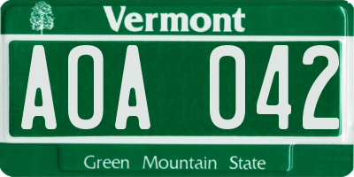 VT license plate AOA042