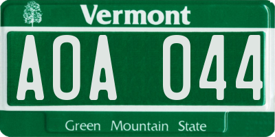 VT license plate AOA044