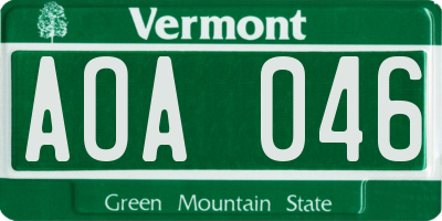 VT license plate AOA046