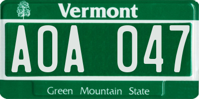 VT license plate AOA047