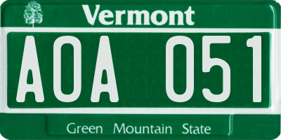 VT license plate AOA051