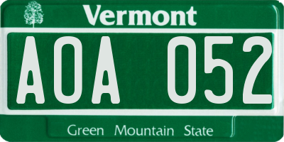 VT license plate AOA052