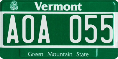 VT license plate AOA055