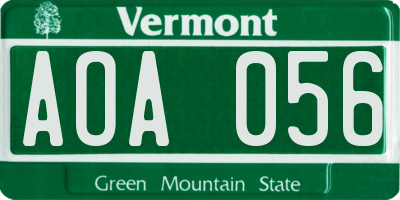 VT license plate AOA056