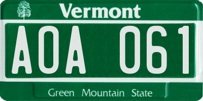 VT license plate AOA061